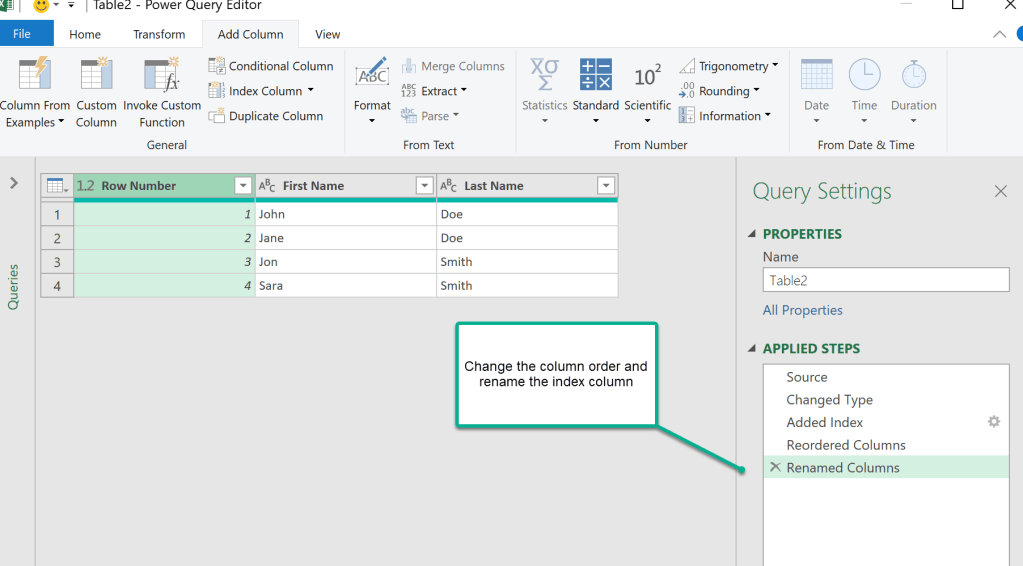 How to add a row number to an Excel table 2020 using Power Query Editor ...